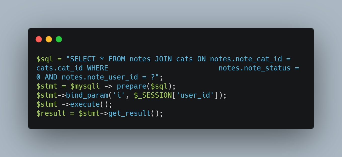 Notetaking App SQL
