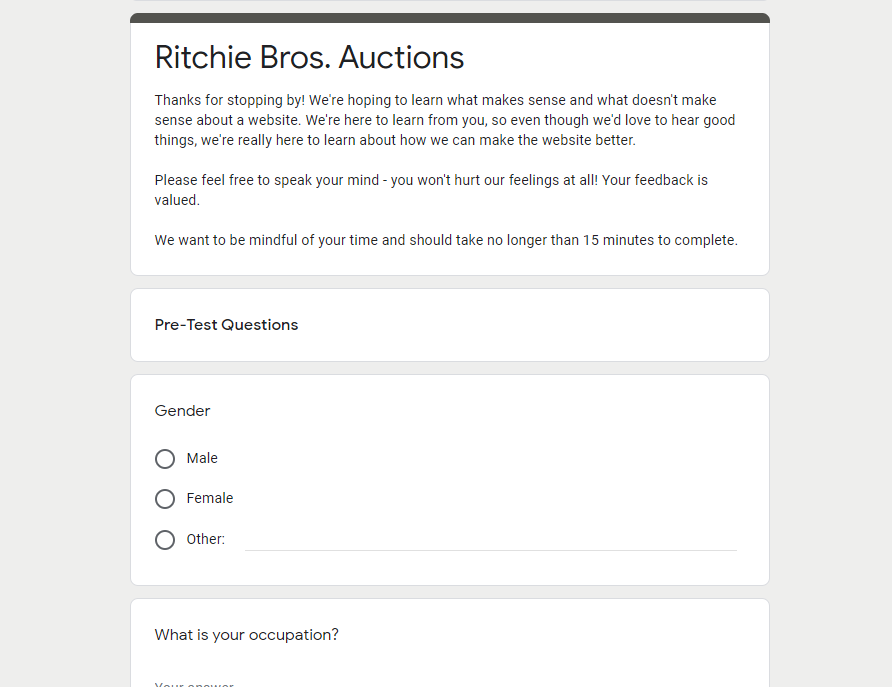 RB Auction test form