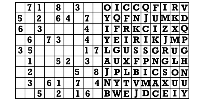 A Sudoku puzzle and a letter grid